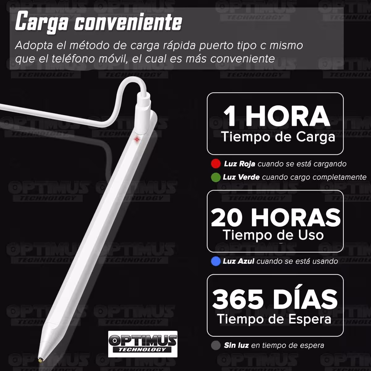 Lápiz óptico digital capacitivo activo Stylus Pen compatible con iOS para Tablets, celulares iPhone iPad Pro 2018 - 2022 OPTIMUS