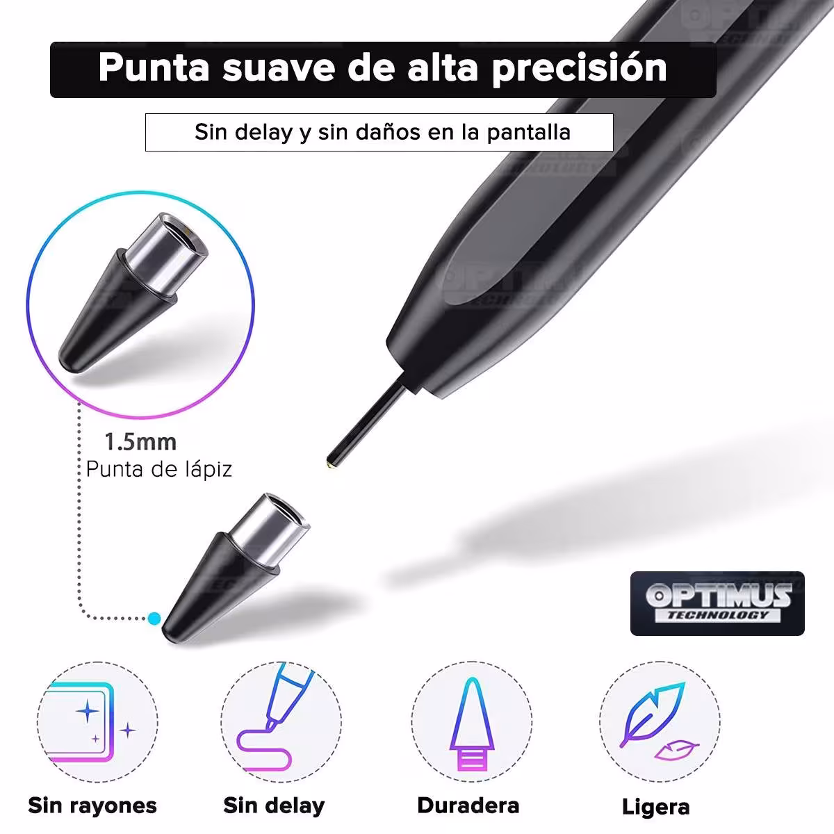 Lápiz óptico digital capacitivo activo Stylus Pen compatible con iOS para Tablets, celulares iPhone iPad Pro 2018 - 2022 OPTIMUS