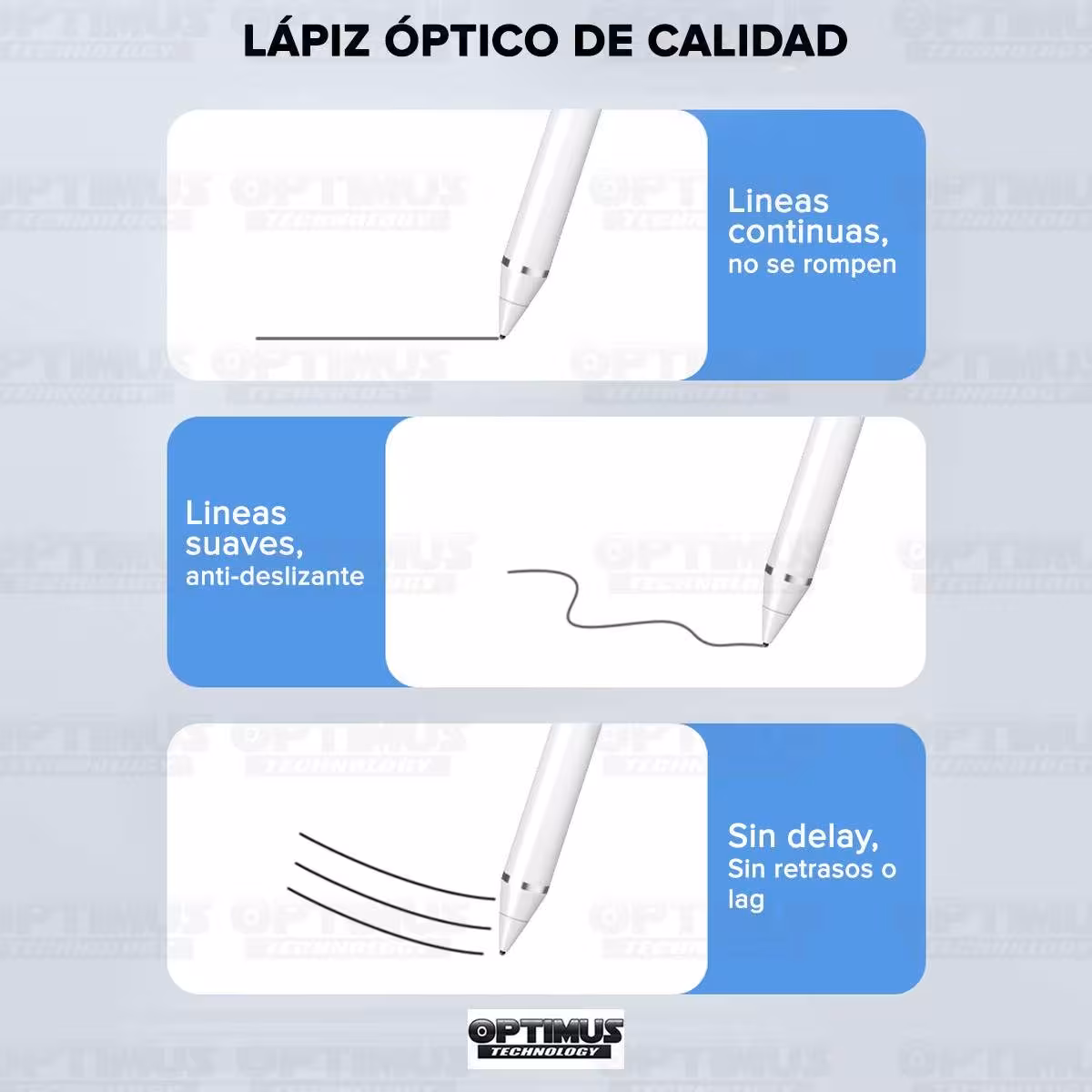 Lápiz óptico digital capacitivo activo Stylus Pen compatible con Android, iOS y Windows para Tablets, Celulares y PC Táctil OPTI