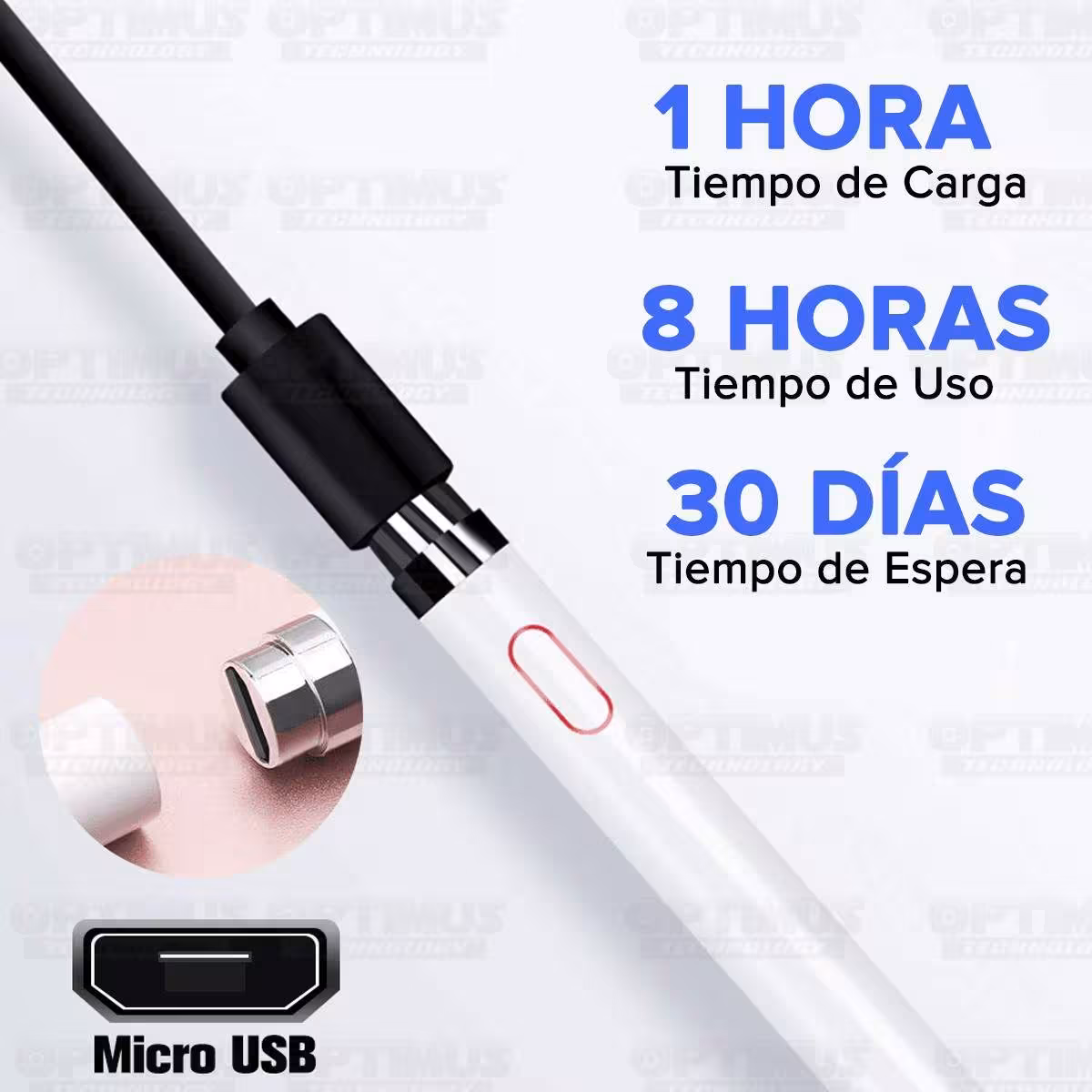 Lápiz óptico digital capacitivo activo Stylus Pen compatible con Android, iOS y Windows para Tablets, Celulares y PC Táctil OPTI