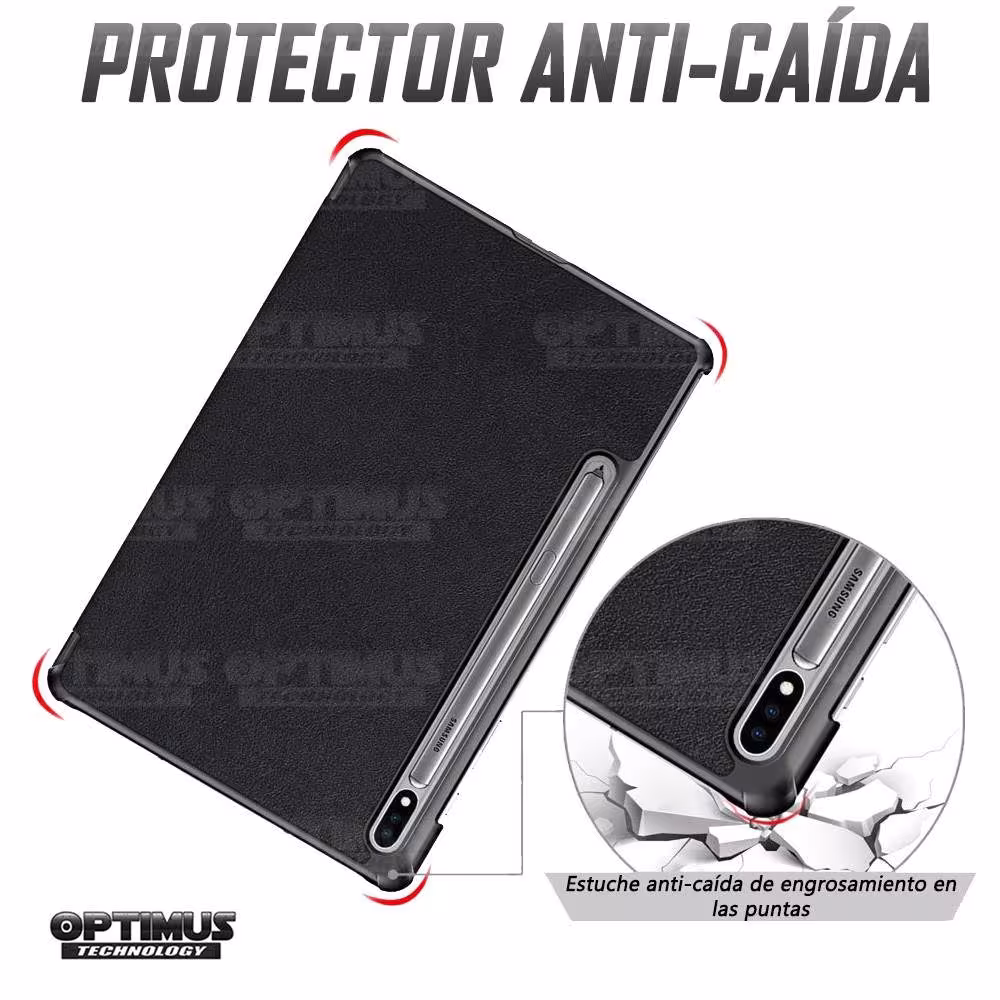 Kit Vidrio Cristal Templado Y Estuche Case Protector para Tablet Samsung Galaxy Tab S7 Plus SM-T970 12.4 Pulgadas 128GB OPTIMUS