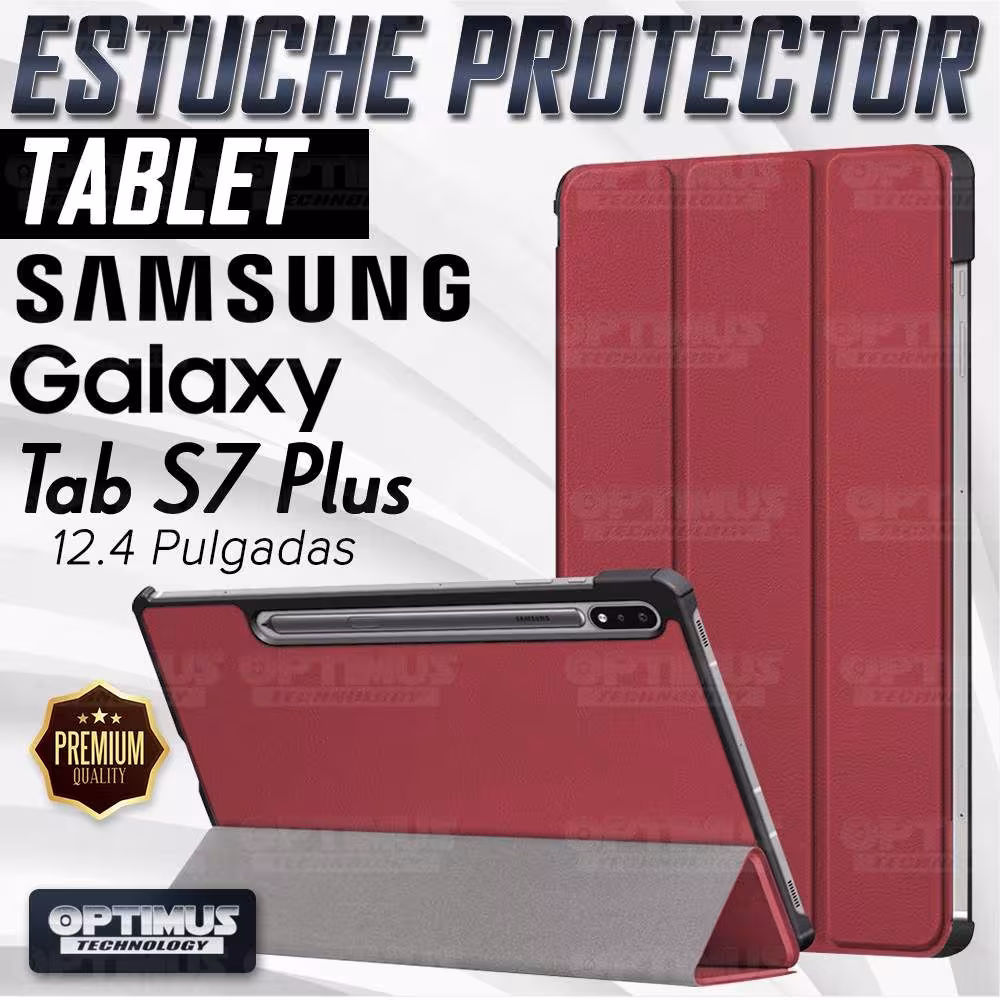 Kit Vidrio Cristal Templado Y Estuche Case Protector para Tablet Samsung Galaxy Tab S7 Plus SM-T970 12.4 Pulgadas 128GB OPTIMUS