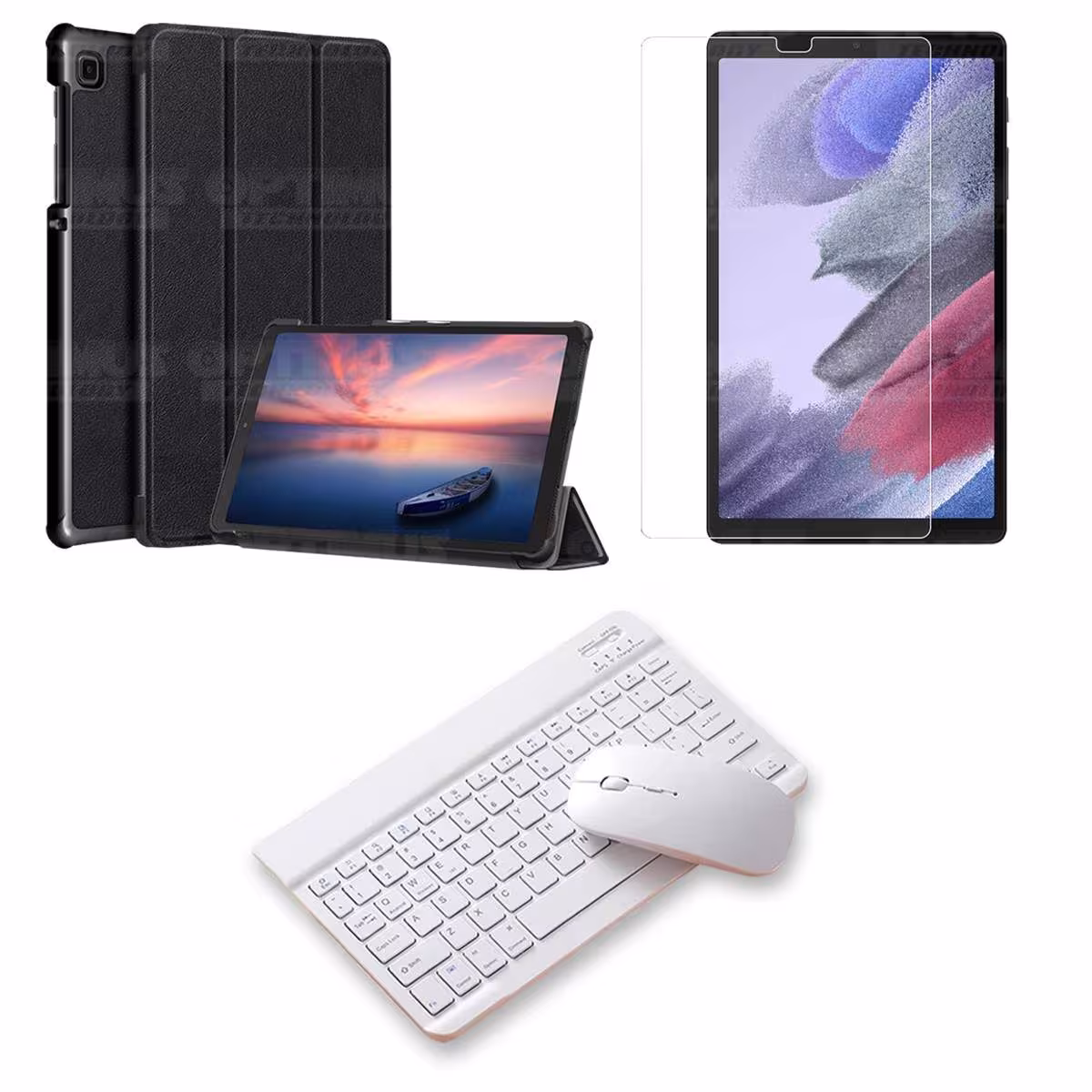 Kit Vidrio templado + Case Protector + Teclado y Mouse Bluetooth Tablet Samsung Galaxy Tab A7 Lite 8.7 2021 T220 - T225 OPTIMUS
