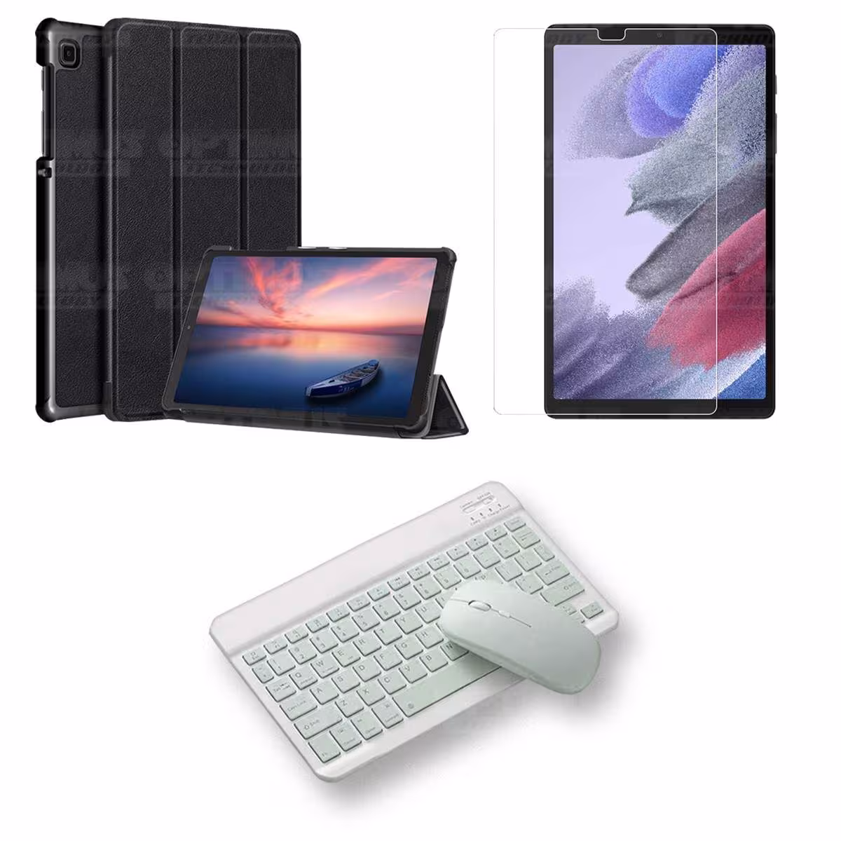 Kit Vidrio templado + Case Protector + Teclado y Mouse Bluetooth Tablet Samsung Galaxy Tab A7 Lite 8.7 2021 T220 - T225 OPTIMUS