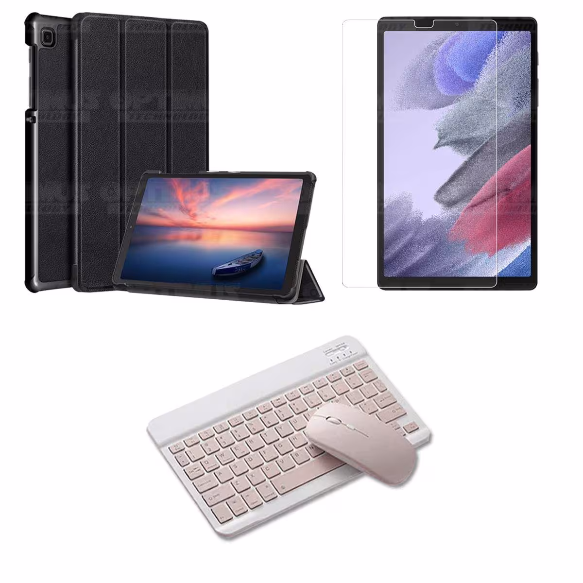 Kit Vidrio templado + Case Protector + Teclado y Mouse Bluetooth Tablet Samsung Galaxy Tab A7 Lite 8.7 2021 T220 - T225 OPTIMUS