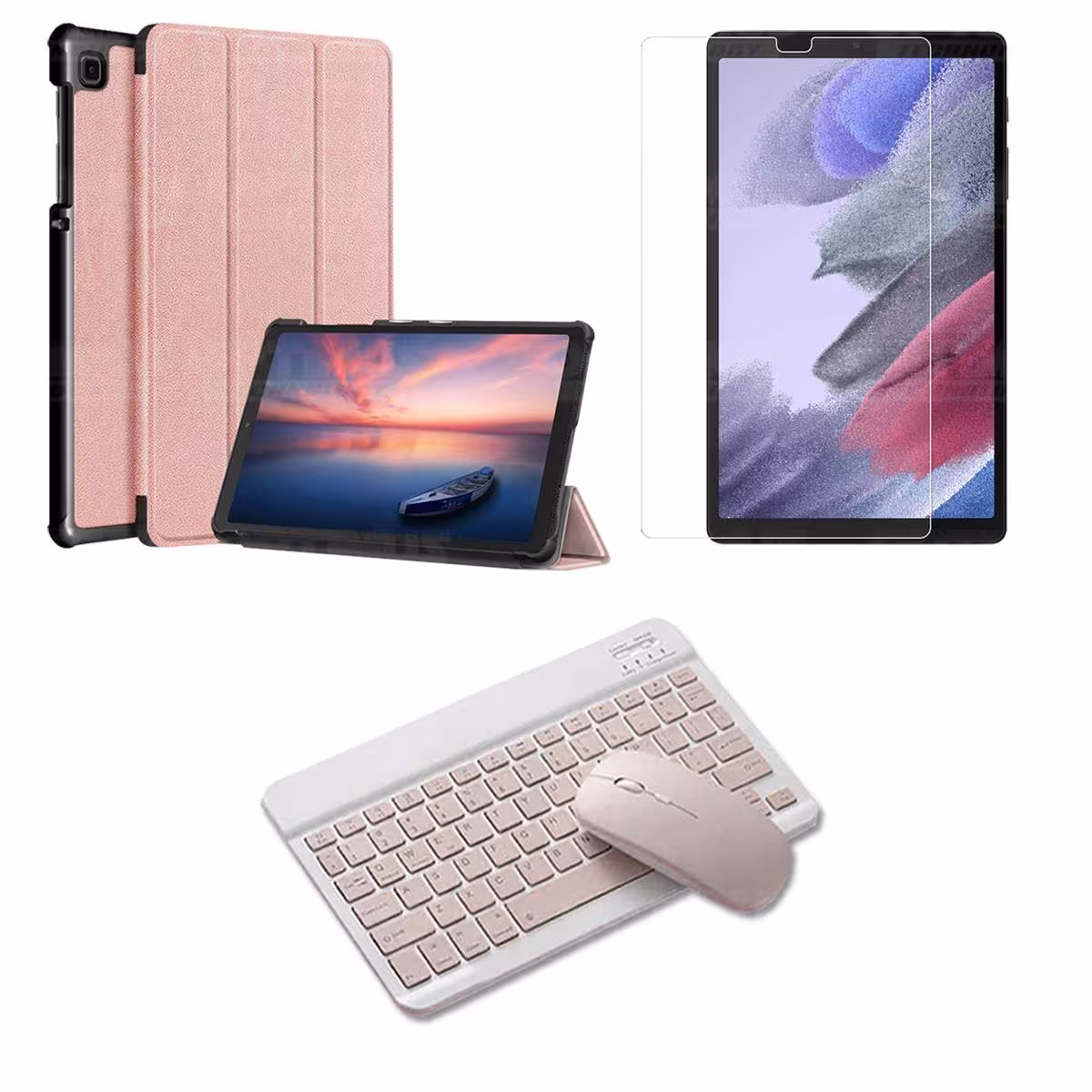 Kit Vidrio templado + Case Protector + Teclado y Mouse Bluetooth Tablet Samsung Galaxy Tab A7 Lite 8.7 2021 T220 - T225 OPTIMUS