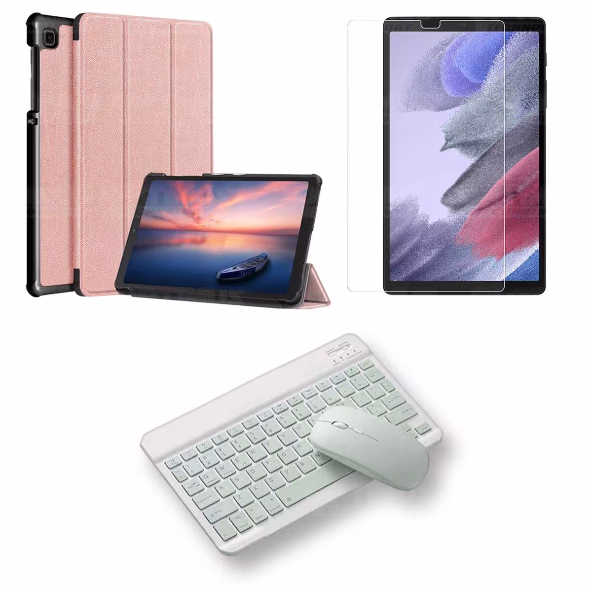 Kit Vidrio templado + Case Protector + Teclado y Mouse Bluetooth Tablet Samsung Galaxy Tab A7 Lite 8.7 2021 T220 - T225 OPTIMUS