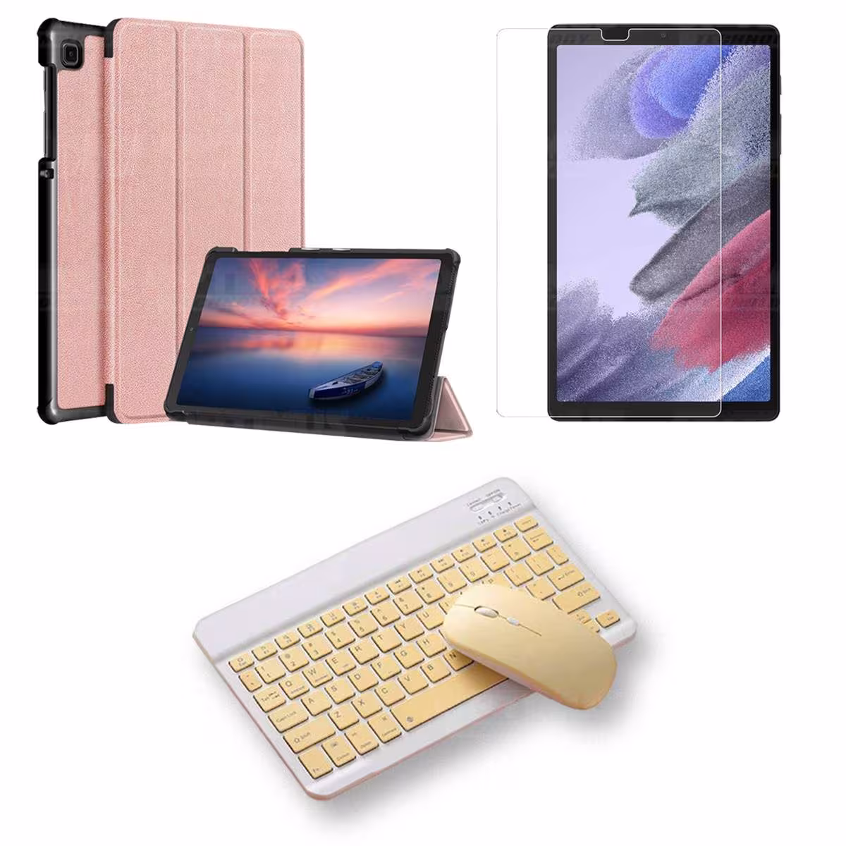 Kit Vidrio templado + Case Protector + Teclado y Mouse Bluetooth Tablet Samsung Galaxy Tab A7 Lite 8.7 2021 T220 - T225 OPTIMUS