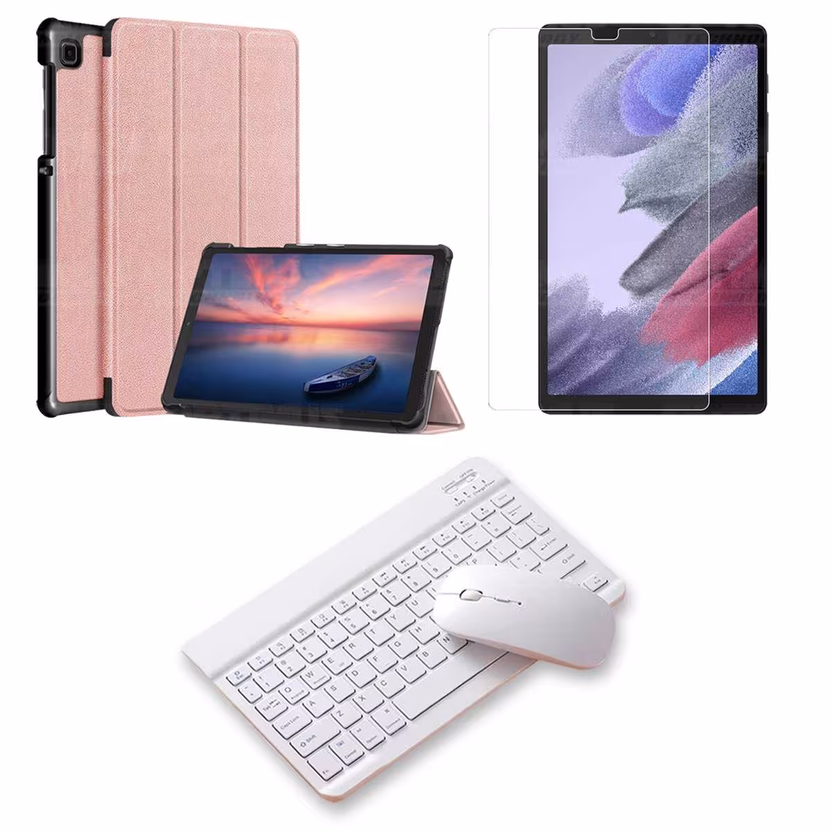 Kit Vidrio templado + Case Protector + Teclado y Mouse Bluetooth Tablet Samsung Galaxy Tab A7 Lite 8.7 2021 T220 - T225 OPTIMUS