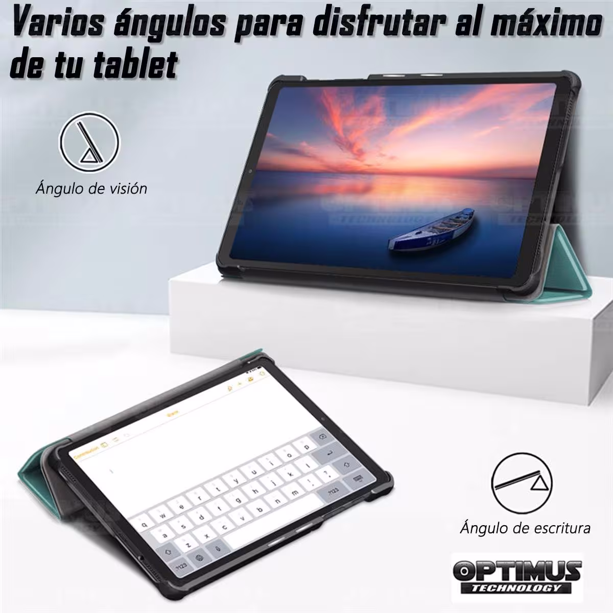 Kit Vidrio templado + Case Protector + Teclado y Mouse Bluetooth Tablet Samsung Galaxy Tab A7 Lite 8.7 2021 T220 - T225 OPTIMUS