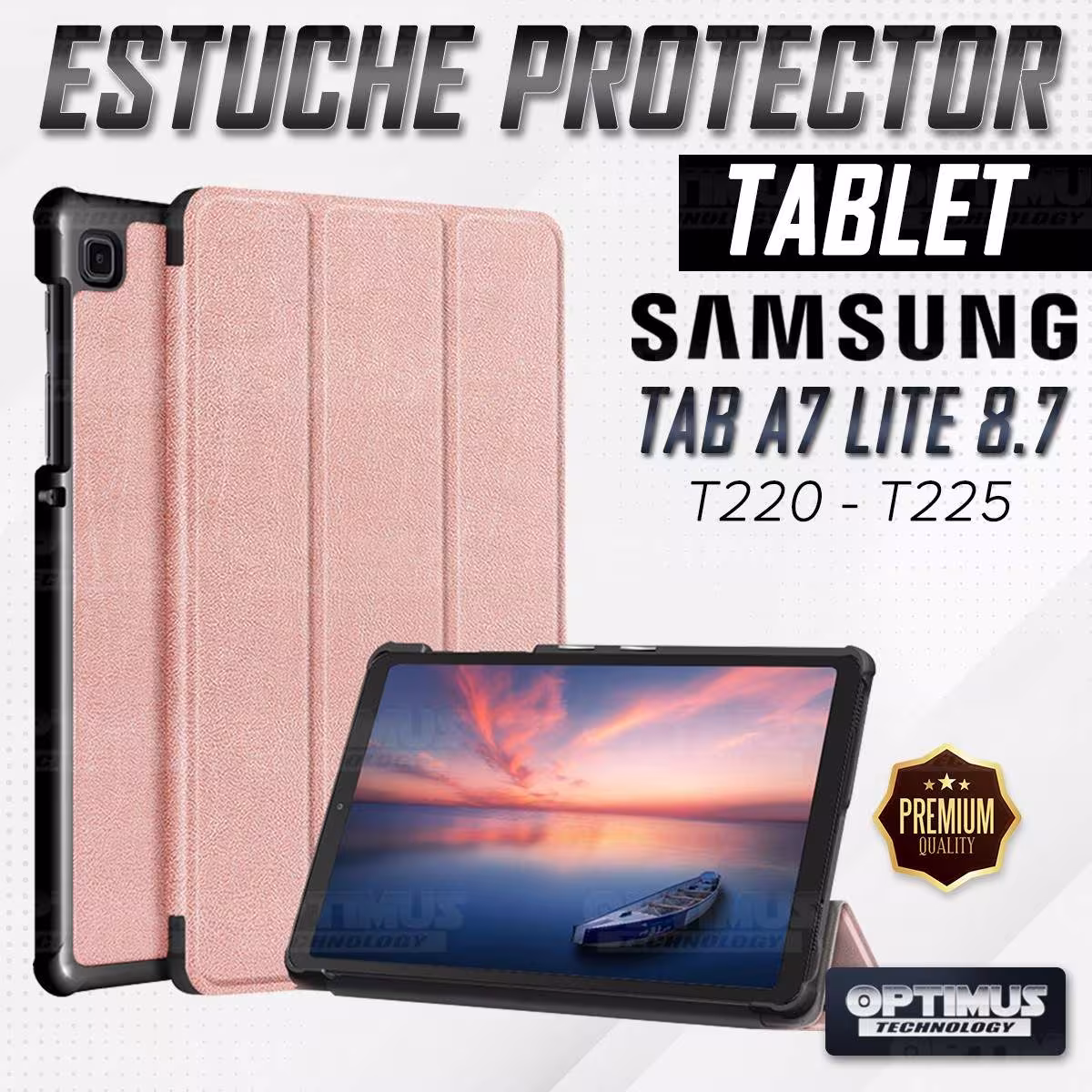 Kit Vidrio templado + Case Protector + Teclado y Mouse Bluetooth Tablet Samsung Galaxy Tab A7 Lite 8.7 2021 T220 - T225 OPTIMUS