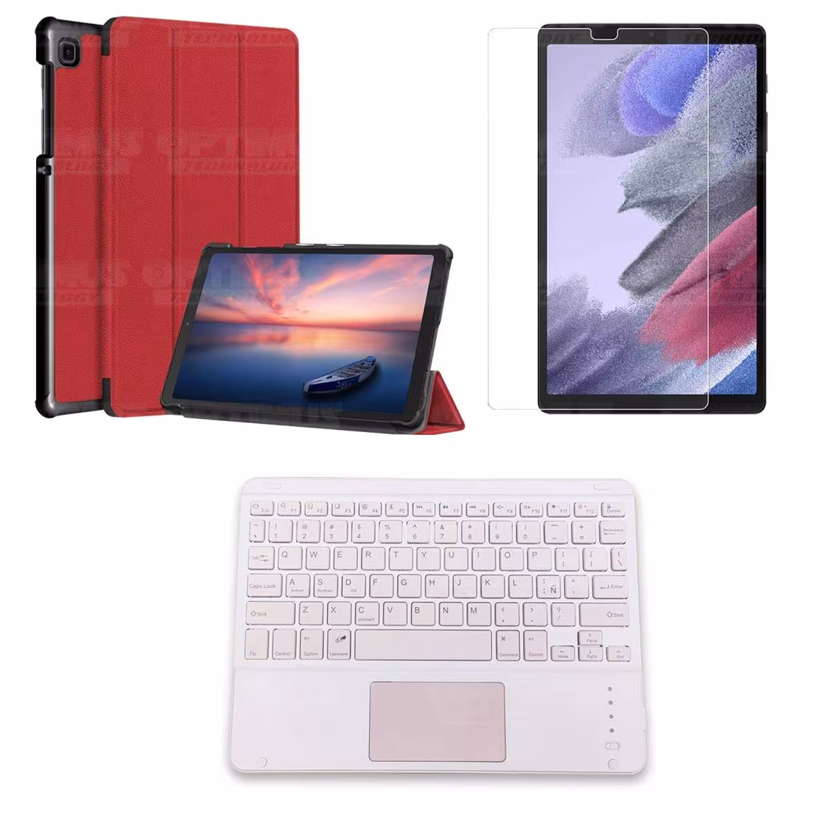 Kit Vidrio + Case Protector + Teclado Touchpad Bluetooth Tablet Samsung Galaxy Tab A7 Lite 8.7 2021 T220 - T225 OPTIMUS TECHNOLO