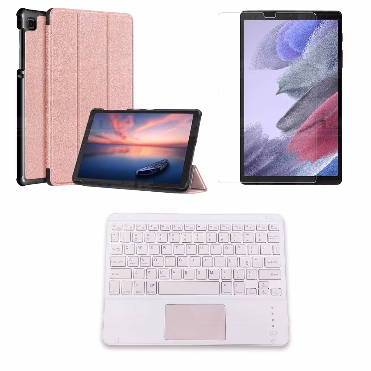 Kit Vidrio + Case Protector + Teclado Touchpad Bluetooth Tablet Samsung Galaxy Tab A7 Lite 8.7 2021 T220 - T225 OPTIMUS TECHNOLO