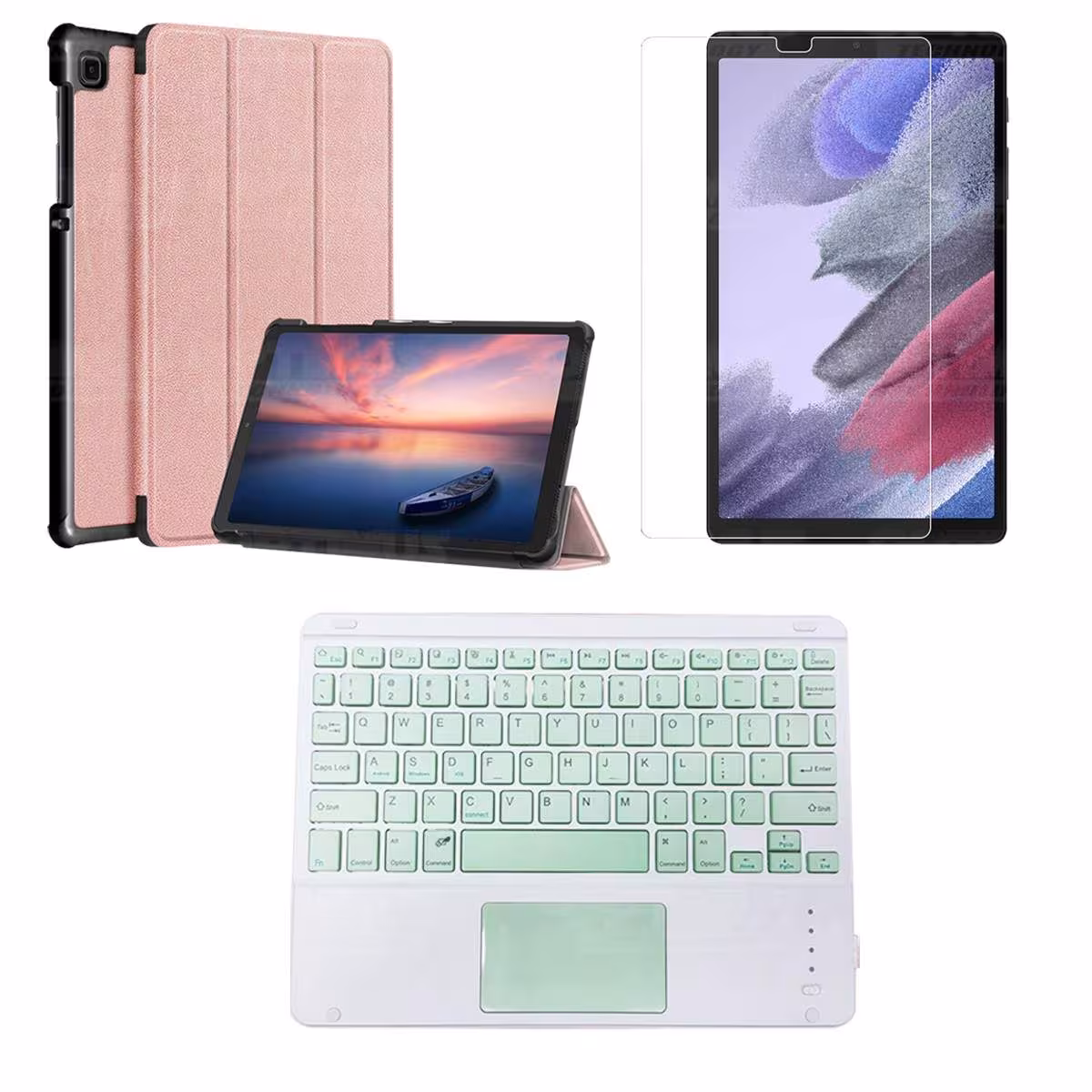Kit Vidrio + Case Protector + Teclado Touchpad Bluetooth Tablet Samsung Galaxy Tab A7 Lite 8.7 2021 T220 - T225 OPTIMUS TECHNOLO