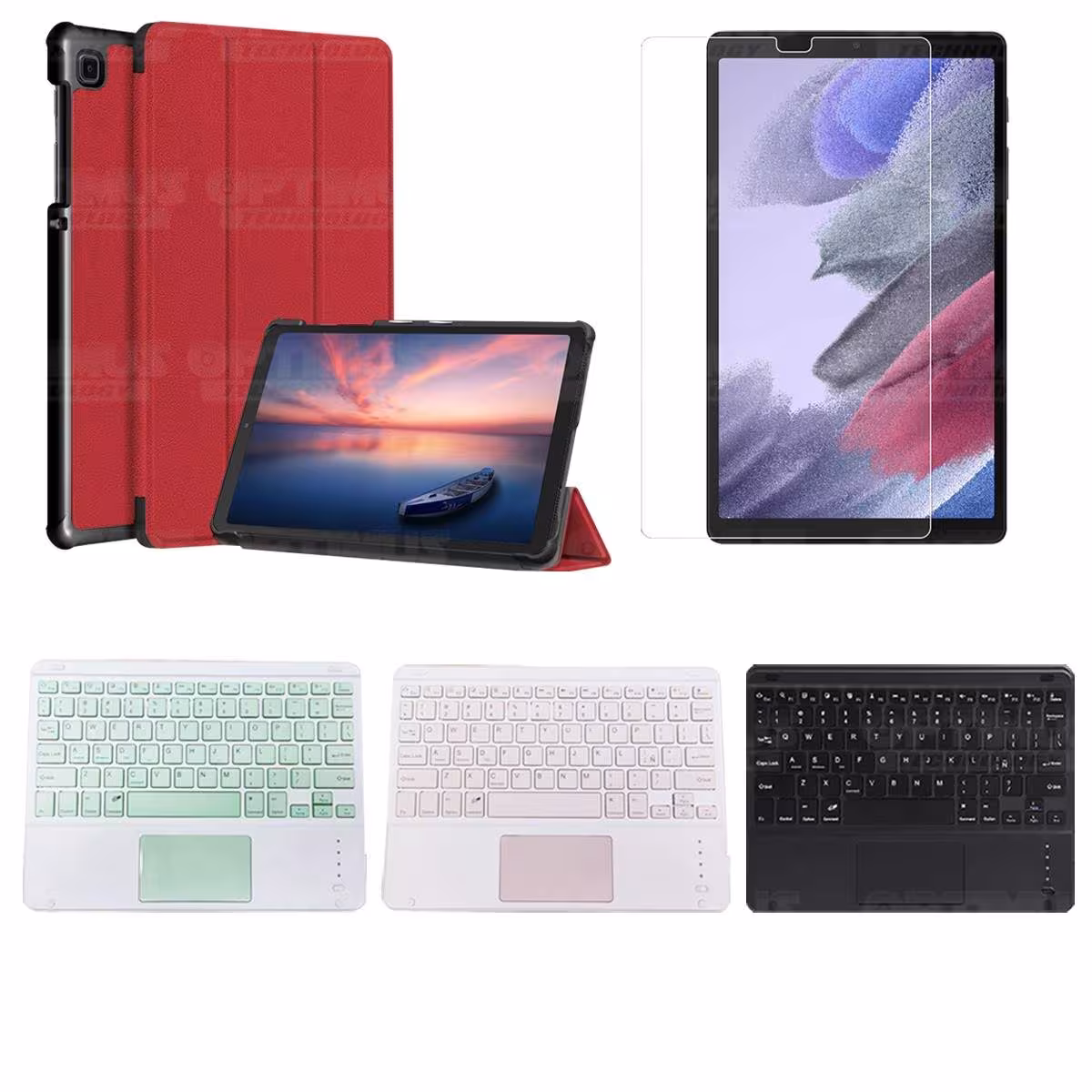 Kit Vidrio + Case Protector + Teclado Touchpad Bluetooth Tablet Samsung Galaxy Tab A7 Lite 8.7 2021 T220 - T225 OPTIMUS TECHNOLO