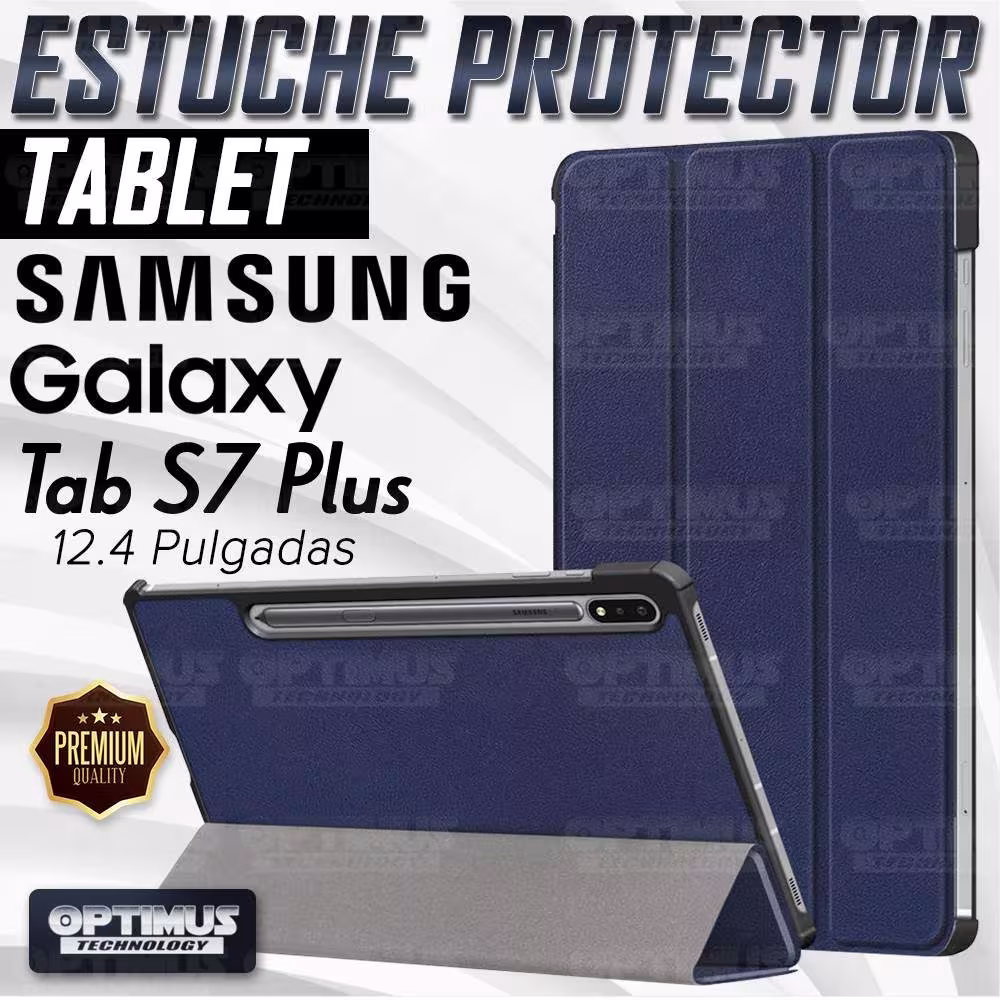 Kit Vidrio Cristal Templado Y Estuche Case Protector para Tablet Samsung Galaxy Tab S7 Plus SM-T970 12.4 Pulgadas 128GB OPTIMUS