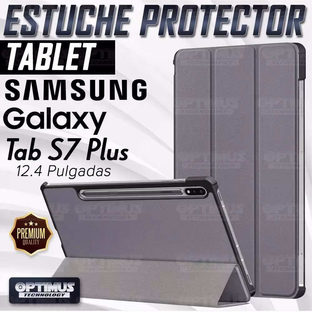 Kit Vidrio Cristal Templado Y Estuche Case Protector para Tablet Samsung Galaxy Tab S7 Plus SM-T970 12.4 Pulgadas 128GB OPTIMUS