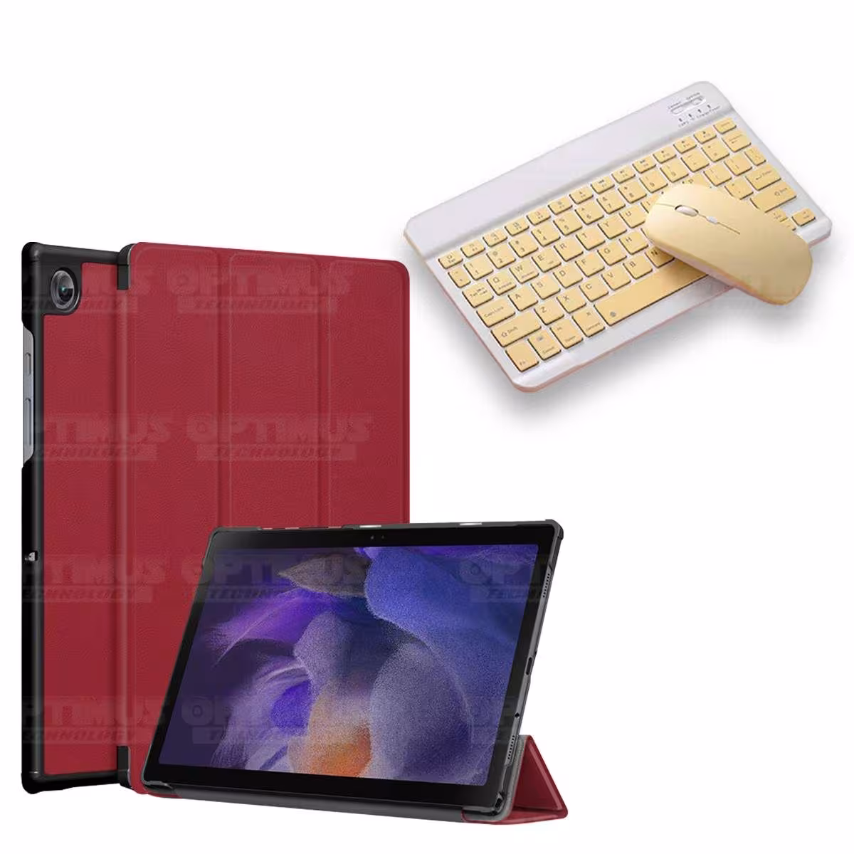 Kit Case Forro Protector + Teclado y Mouse Ratón Bluetooth para Tablet Samsung Galaxy Tab A8 10.5 2021 SM-x200, SM-x205 OPTIMUS