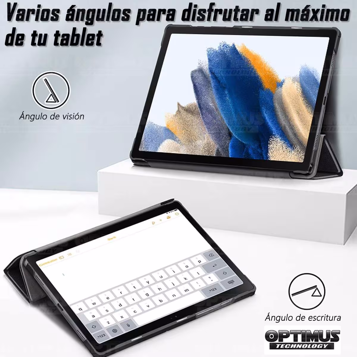 Kit Case Forro Protector + Teclado y Mouse Ratón Bluetooth para Tablet Samsung Galaxy Tab A8 10.5 2021 SM-x200, SM-x205 OPTIMUS