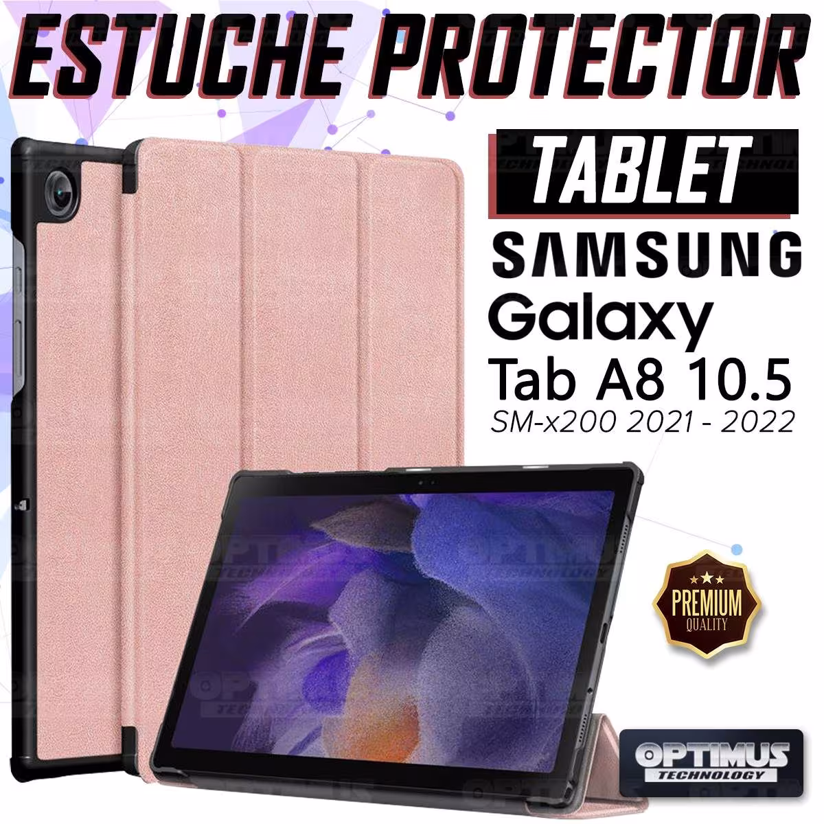 Kit Case Forro Protector + Teclado y Mouse Ratón Bluetooth para Tablet Samsung Galaxy Tab A8 10.5 2021 SM-x200, SM-x205 OPTIMUS