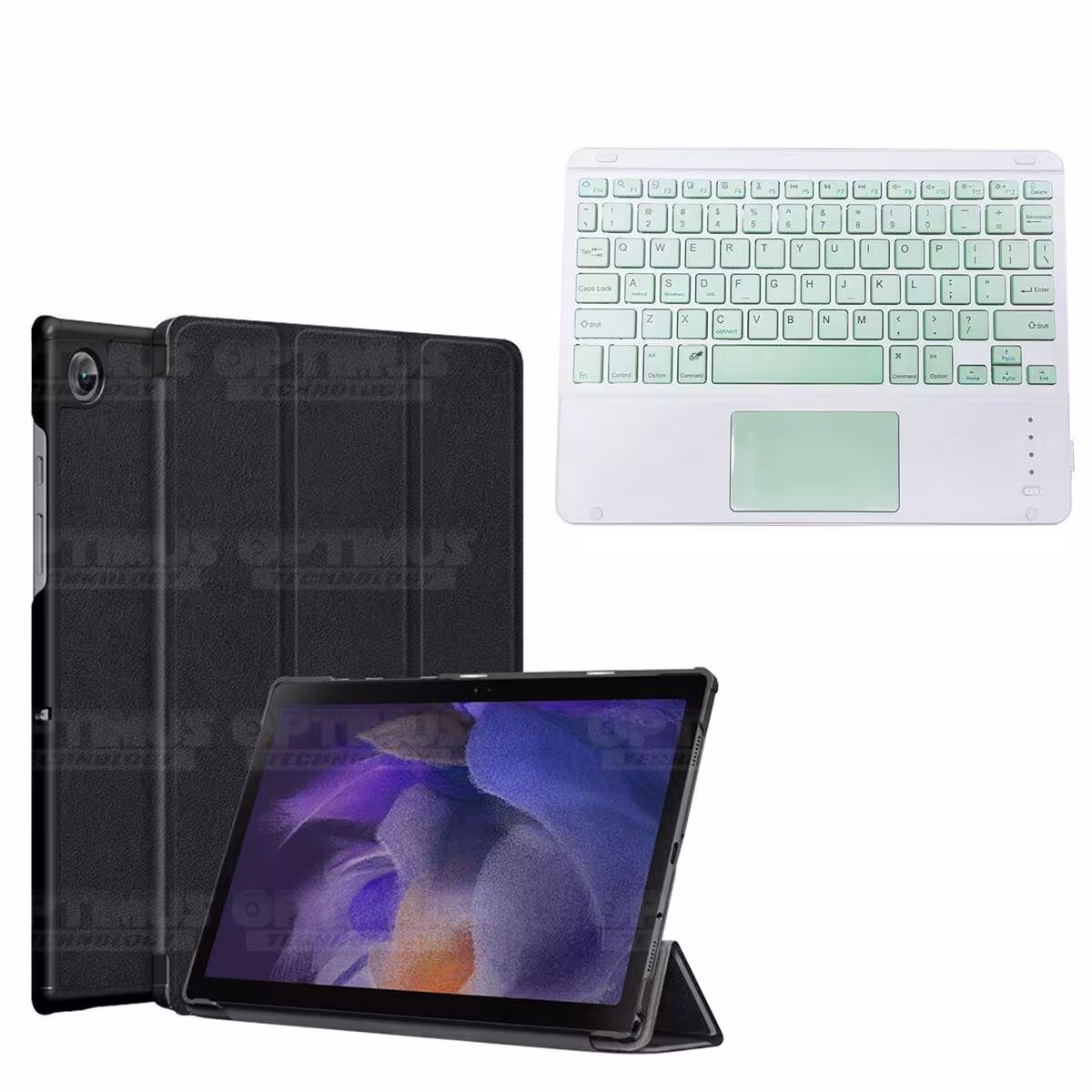 Kit Case Folio Protector + Teclado Mouse Touchpad Bluetooth para Tablet Samsung Galaxy Tab A8 10.5 2021 SM-x200, SM-x205 OPTIMUS