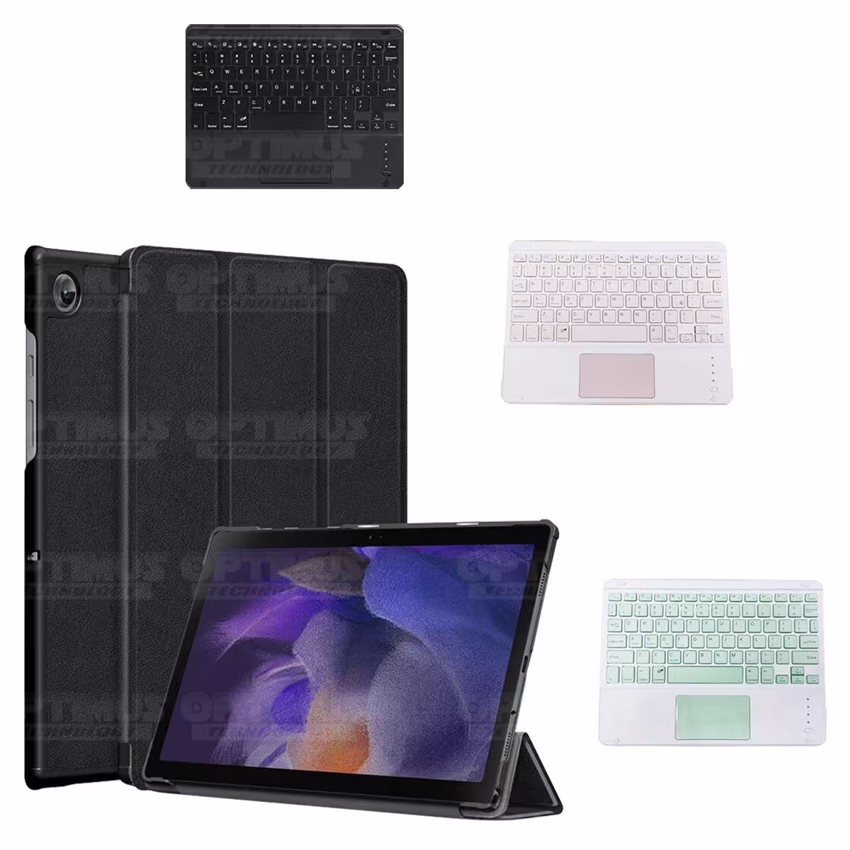 Kit Case Folio Protector + Teclado Mouse Touchpad Bluetooth para Tablet Samsung Galaxy Tab A8 10.5 2021 SM-x200, SM-x205 OPTIMUS