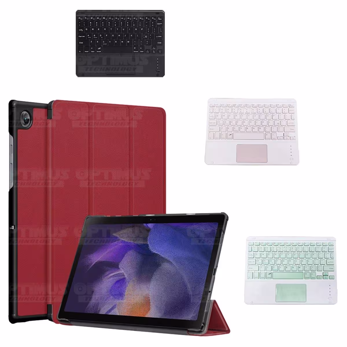 Kit Case Folio Protector + Teclado Mouse Touchpad Bluetooth para Tablet Samsung Galaxy Tab A8 10.5 2021 SM-x200, SM-x205 OPTIMUS
