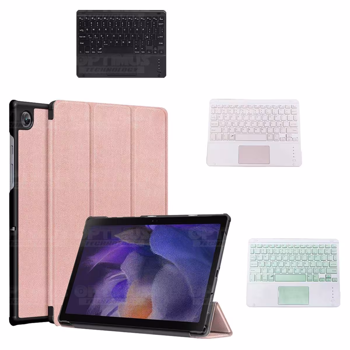 Kit Case Folio Protector + Teclado Mouse Touchpad Bluetooth para Tablet Samsung Galaxy Tab A8 10.5 2021 SM-x200, SM-x205 OPTIMUS