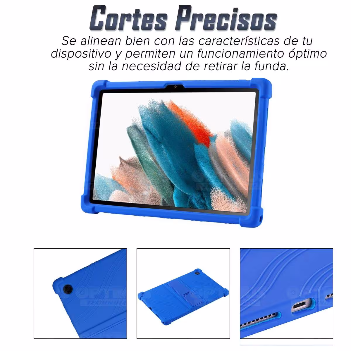 Kit Vidrio templado y Estuche Protector de goma antigolpes con soporte Tablet Samsung Galaxy Tab A8 10.5 2021 SM-x200, SM-x205 O