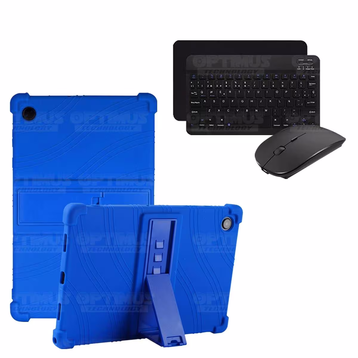 Kit Case Forro Protector Antigolpes + Teclado y Mouse Bluetooth Tablet Samsung Galaxy Tab A8 10.5 2021 SM-x200, SM-x205 OPTIMUS