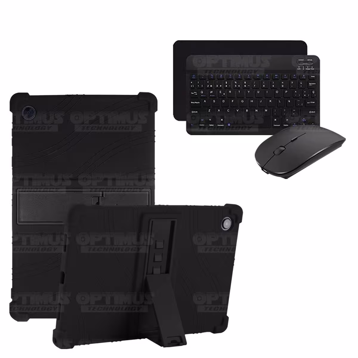 Kit Case Forro Protector Antigolpes + Teclado y Mouse Bluetooth Tablet Samsung Galaxy Tab A8 10.5 2021 SM-x200, SM-x205 OPTIMUS