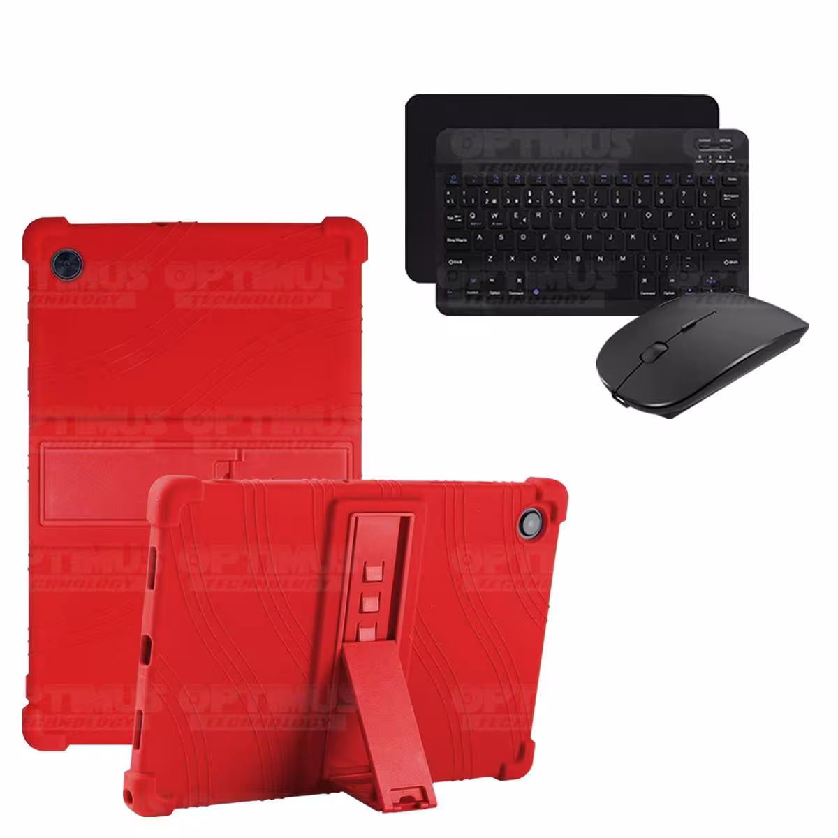 Kit Case Forro Protector Antigolpes + Teclado y Mouse Bluetooth Tablet Samsung Galaxy Tab A8 10.5 2021 SM-x200, SM-x205 OPTIMUS
