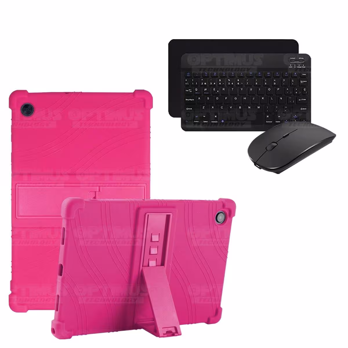 Kit Case Forro Protector Antigolpes + Teclado y Mouse Bluetooth Tablet Samsung Galaxy Tab A8 10.5 2021 SM-x200, SM-x205 OPTIMUS