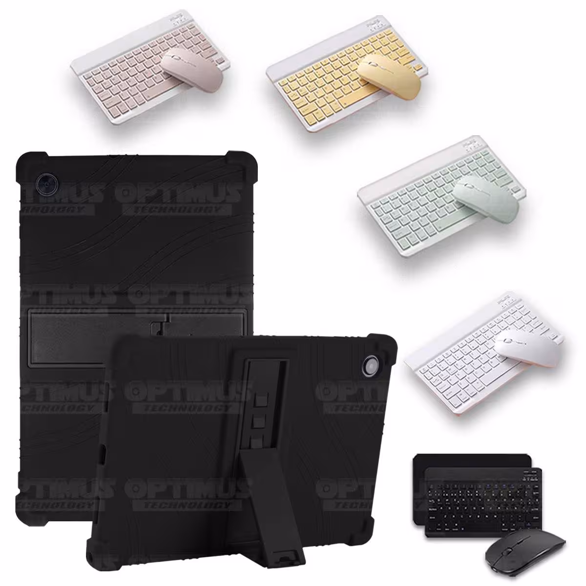 Kit Case Forro Protector Antigolpes + Teclado y Mouse Bluetooth Tablet Samsung Galaxy Tab A8 10.5 2021 SM-x200, SM-x205 OPTIMUS