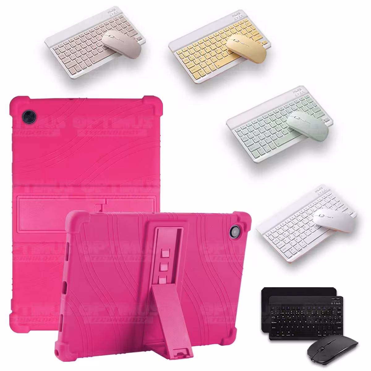 Kit Case Forro Protector Antigolpes + Teclado y Mouse Bluetooth Tablet Samsung Galaxy Tab A8 10.5 2021 SM-x200, SM-x205 OPTIMUS