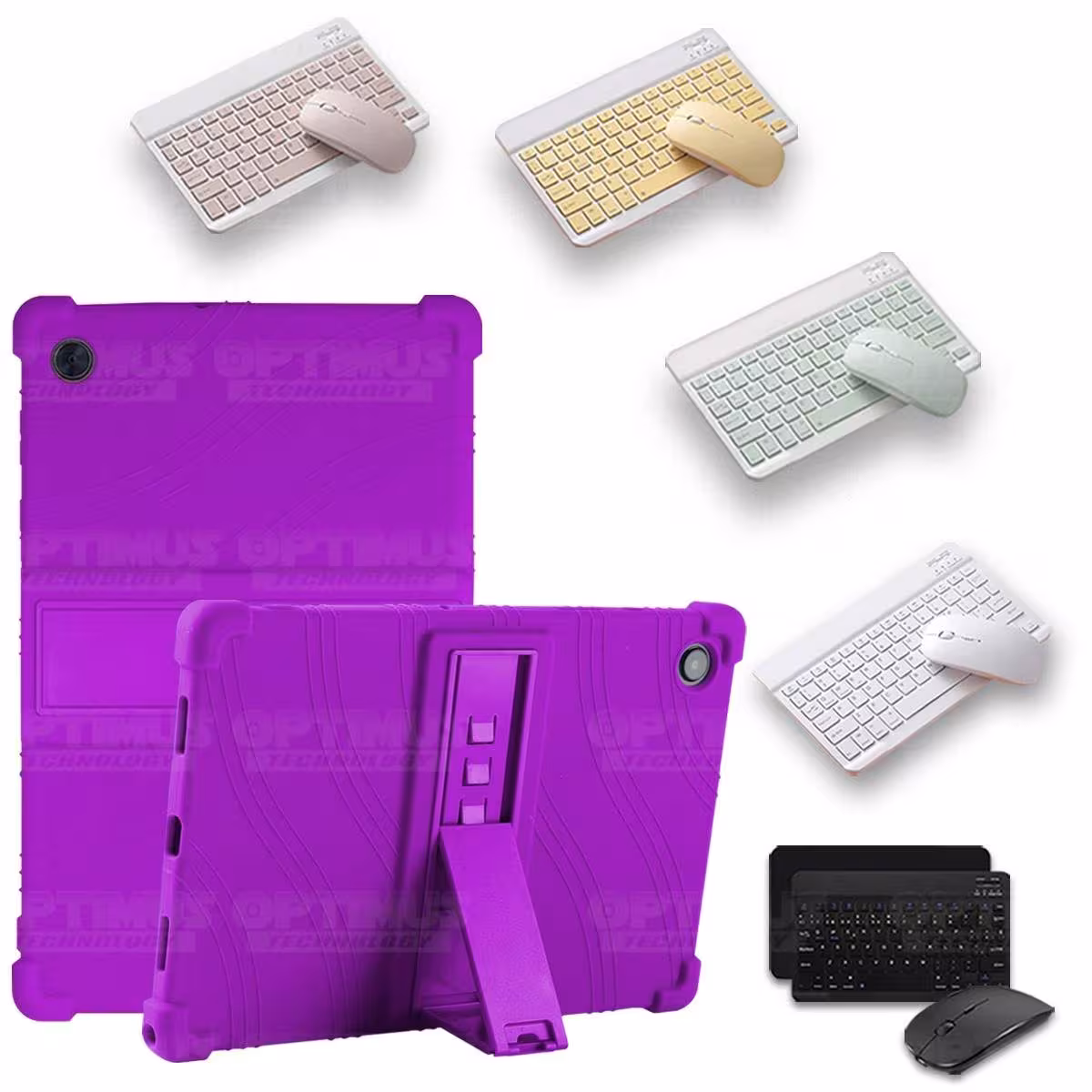 Kit Case Forro Protector Antigolpes + Teclado y Mouse Bluetooth Tablet Samsung Galaxy Tab A8 10.5 2021 SM-x200, SM-x205 OPTIMUS