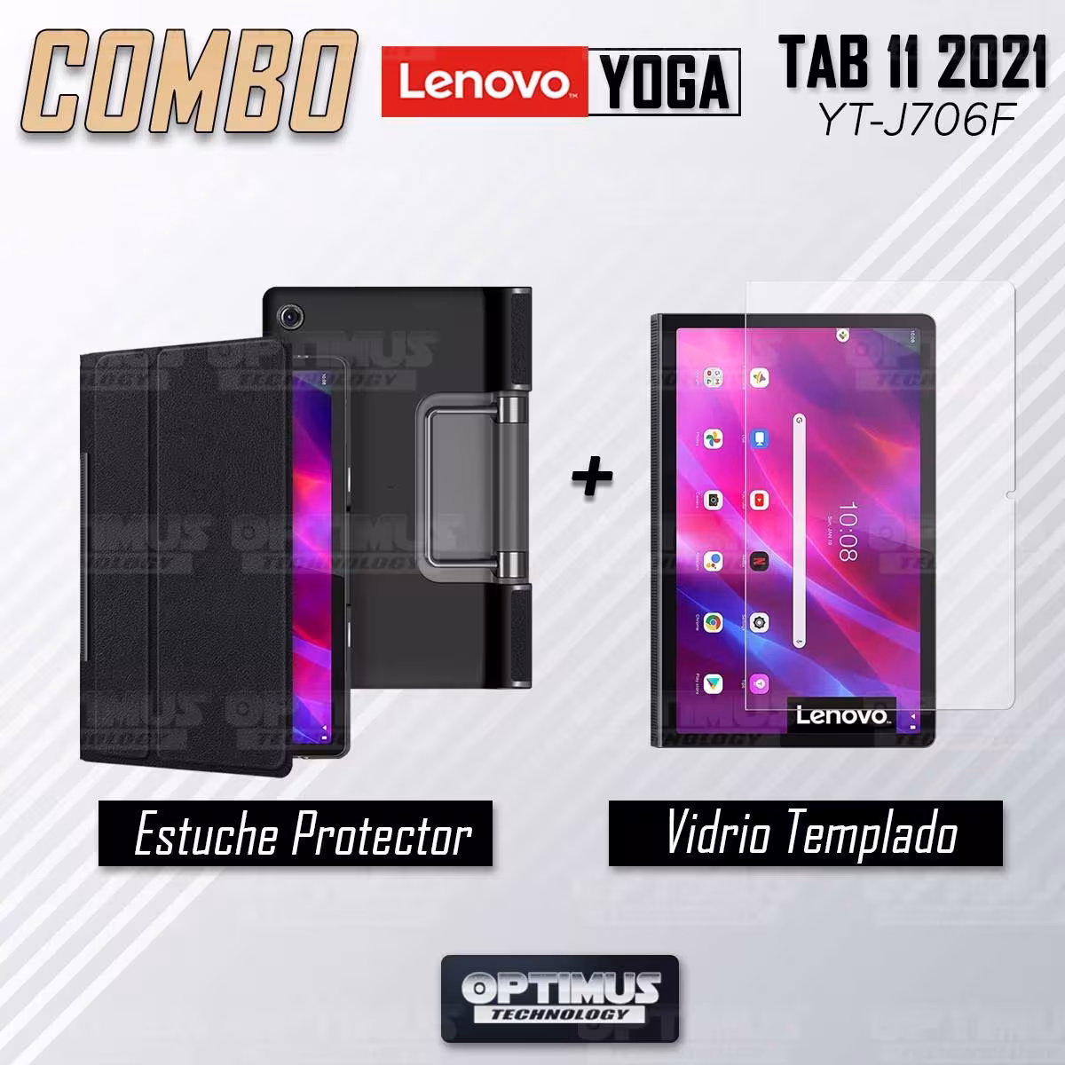Kit Vidrio Cristal Templado Y Estuche Case Protector para Tablet Lenovo Yoga Tab 11 2021 YT-J706F OPTIMUS TECHNOLOGY™ - 6