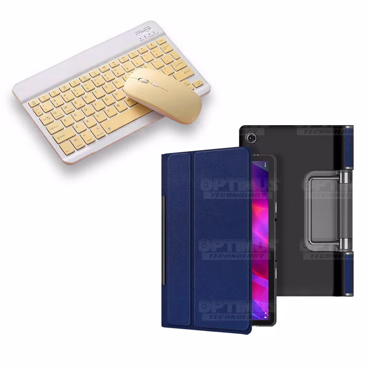 Kit Case Forro Protector + Teclado y Mouse Ratón Bluetooth para Tablet Lenovo Yoga Tab 11 2021 YT-J706F OPTIMUS TECHNOLOGY™ - 2