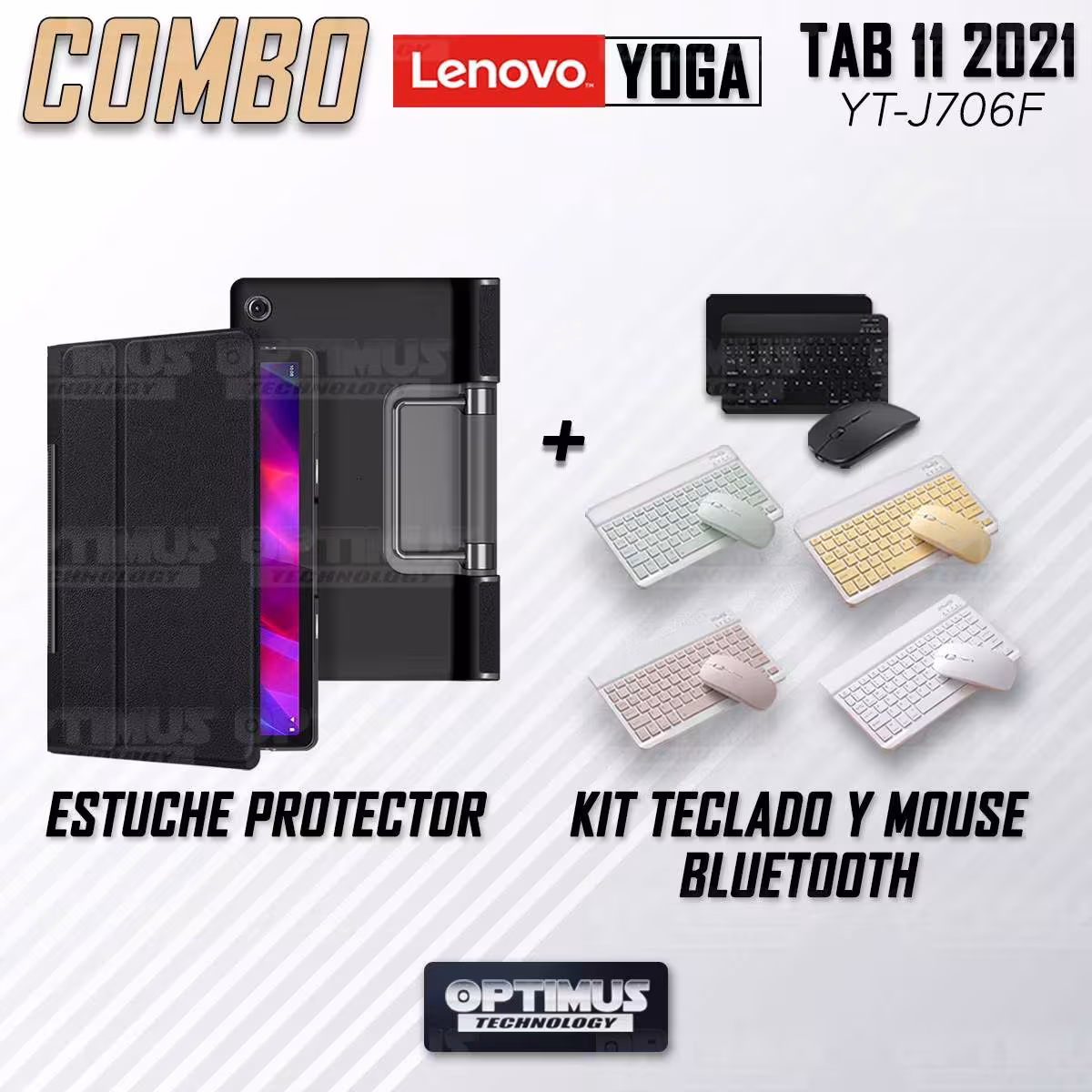 Kit Case Forro Protector + Teclado y Mouse Ratón Bluetooth para Tablet Lenovo Yoga Tab 11 2021 YT-J706F OPTIMUS TECHNOLOGY™ - 21