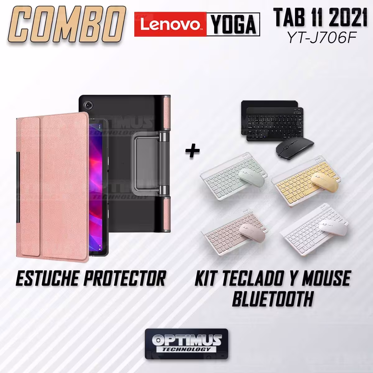 Kit Case Forro Protector + Teclado y Mouse Ratón Bluetooth para Tablet Lenovo Yoga Tab 11 2021 YT-J706F OPTIMUS TECHNOLOGY™ - 25
