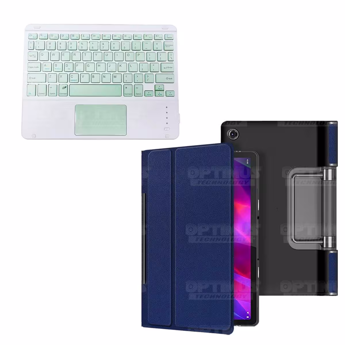 Kit Case Folio Protector + Teclado Mouse Touchpad Bluetooth para Tablet Lenovo Yoga Tab 11 2021 YT-J706F OPTIMUS TECHNOLOGY™ - 3