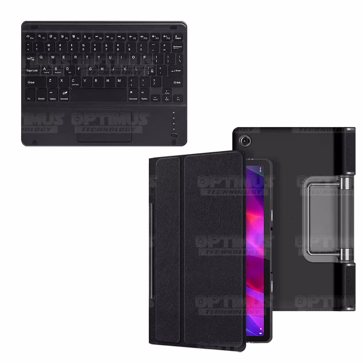 Kit Case Folio Protector + Teclado Mouse Touchpad Bluetooth para Tablet Lenovo Yoga Tab 11 2021 YT-J706F OPTIMUS TECHNOLOGY™ - 5