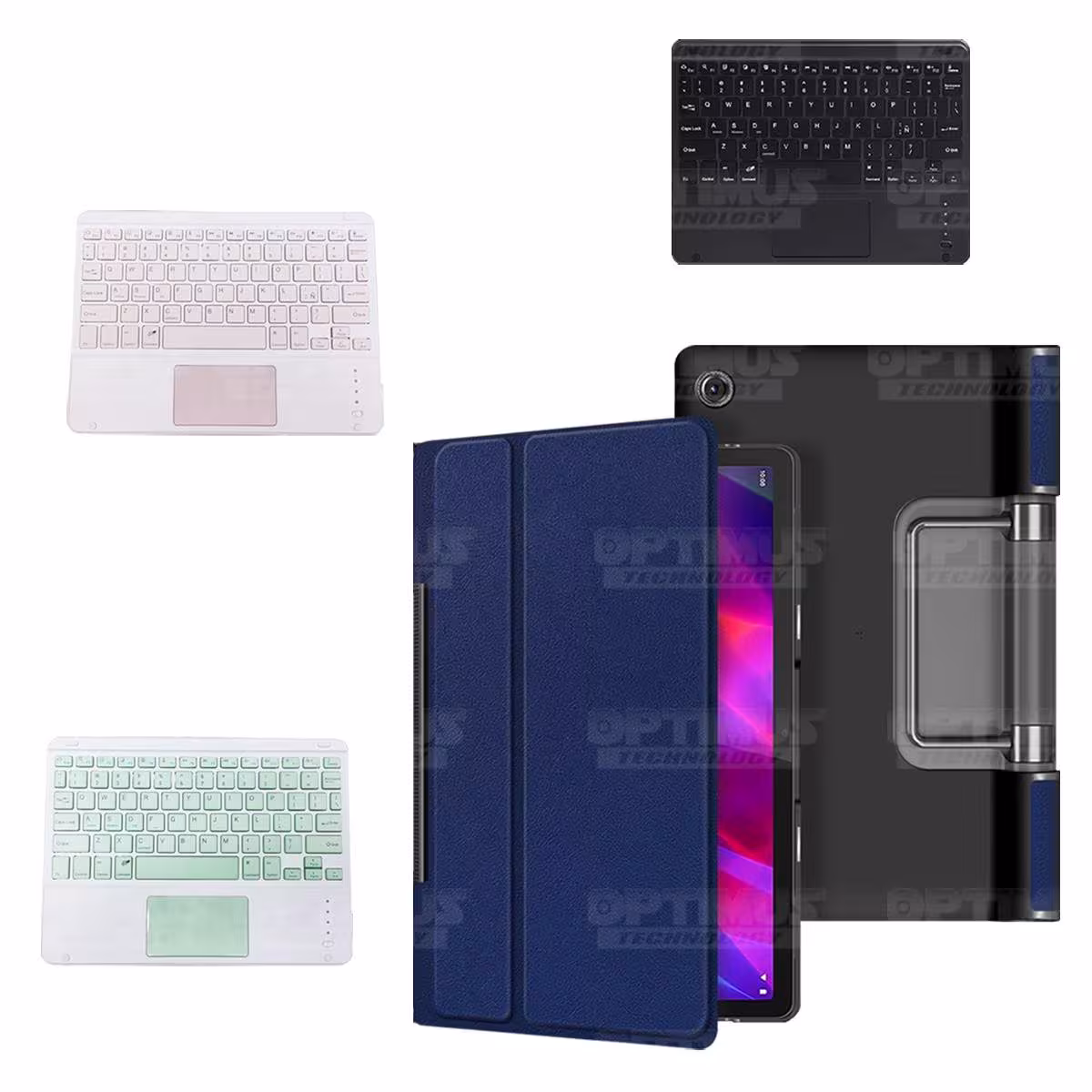 Kit Case Folio Protector + Teclado Mouse Touchpad Bluetooth para Tablet Lenovo Yoga Tab 11 2021 YT-J706F OPTIMUS TECHNOLOGY™ - 1