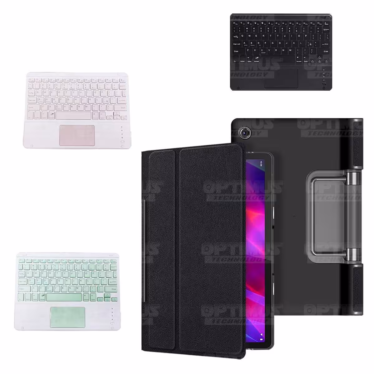 Kit Case Folio Protector + Teclado Mouse Touchpad Bluetooth para Tablet Lenovo Yoga Tab 11 2021 YT-J706F OPTIMUS TECHNOLOGY™ - 1