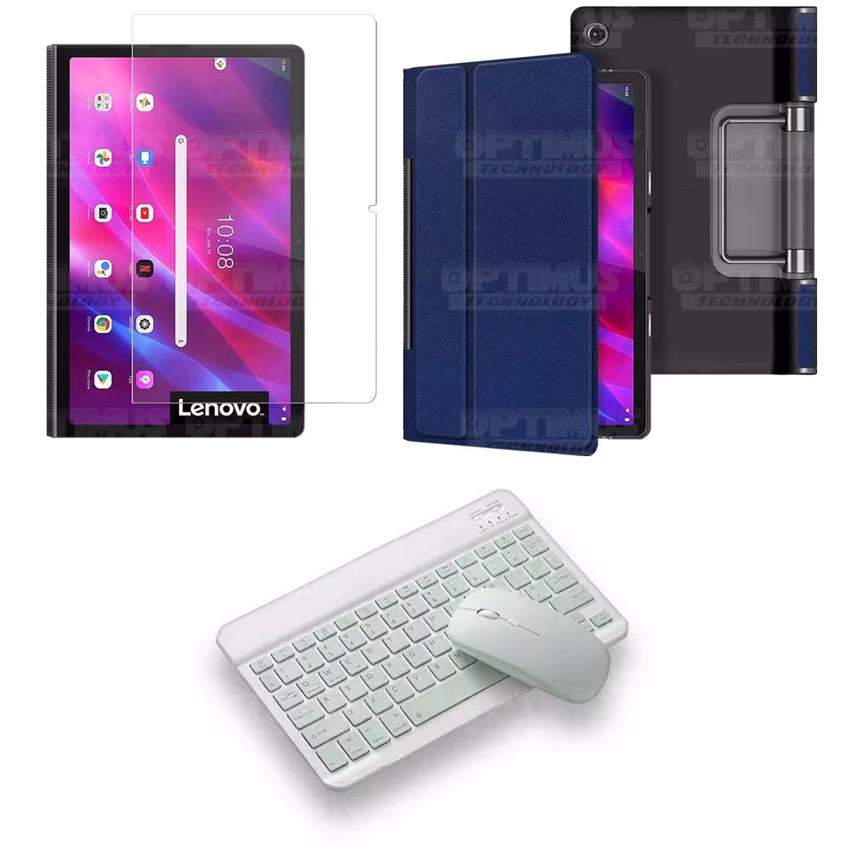 Kit Vidrio templado + Case Protector + Teclado y Mouse Bluetooth Tablet Lenovo Yoga Tab 11 2021 YT-J706F OPTIMUS TECHNOLOGY™ - 3