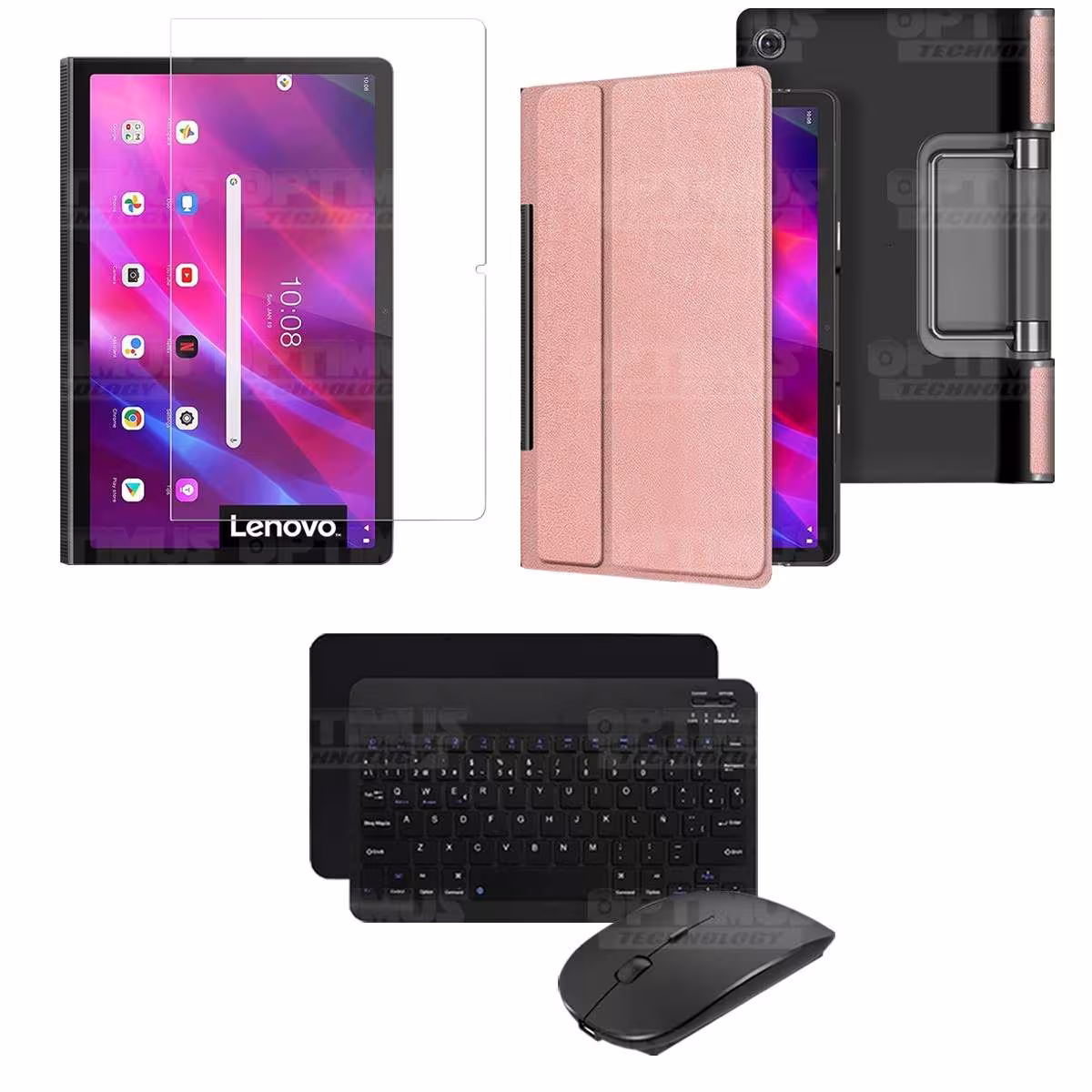 Kit Vidrio templado + Case Protector + Teclado y Mouse Bluetooth Tablet Lenovo Yoga Tab 11 2021 YT-J706F OPTIMUS TECHNOLOGY™ - 1