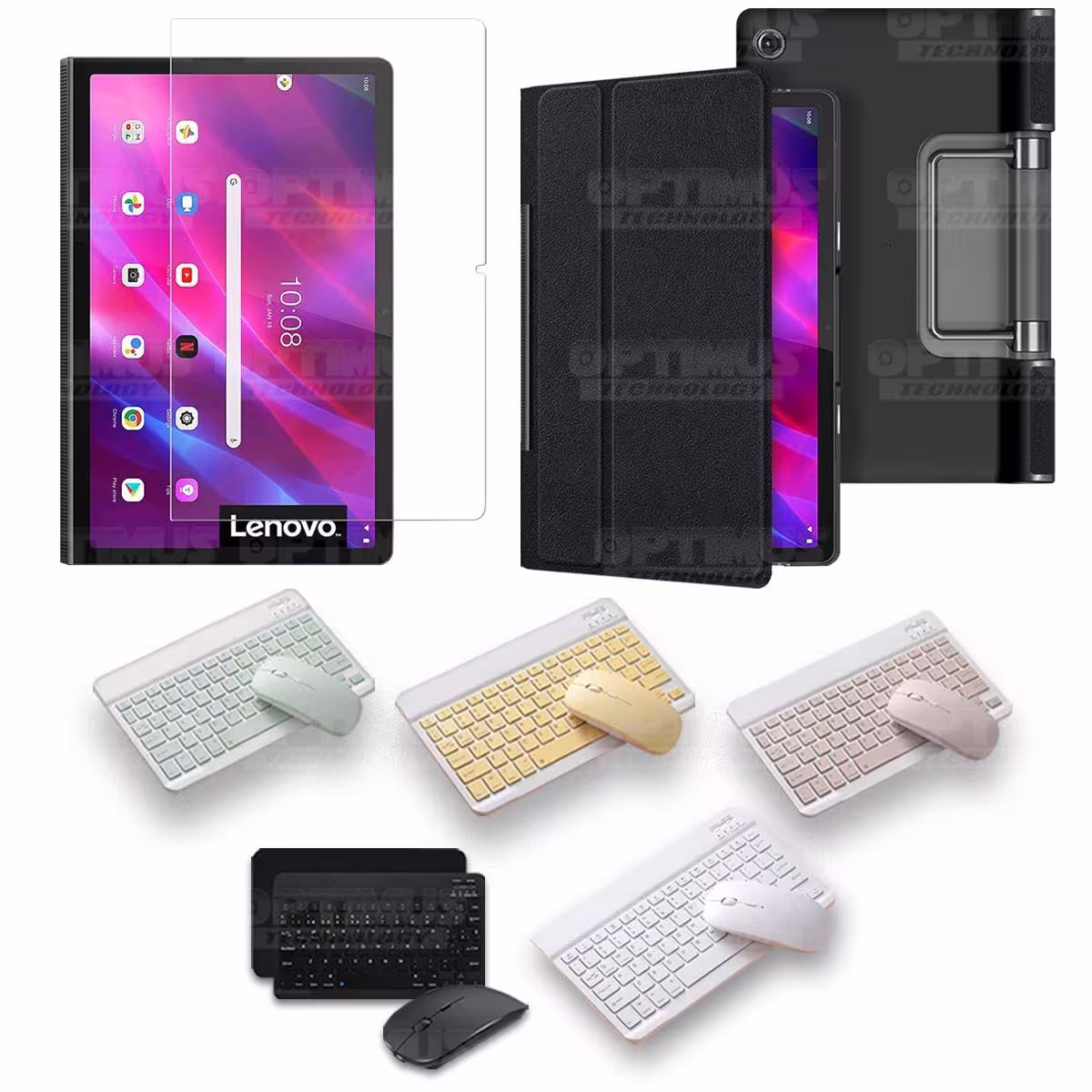 Kit Vidrio templado + Case Protector + Teclado y Mouse Bluetooth Tablet Lenovo Yoga Tab 11 2021 YT-J706F OPTIMUS TECHNOLOGY™ - 2