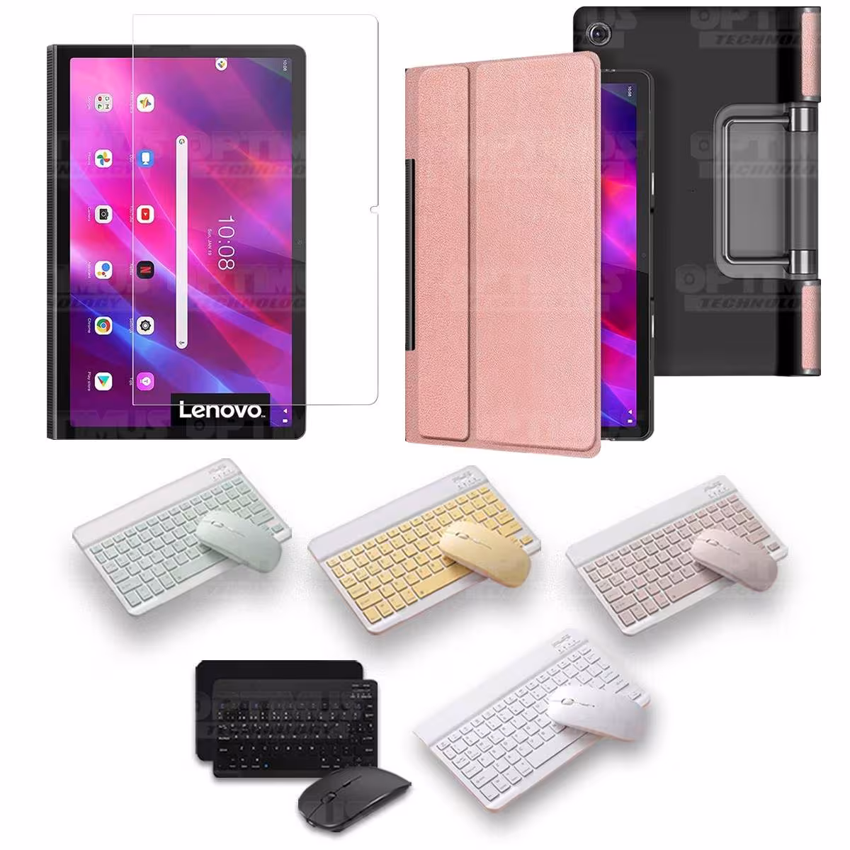Kit Vidrio templado + Case Protector + Teclado y Mouse Bluetooth Tablet Lenovo Yoga Tab 11 2021 YT-J706F OPTIMUS TECHNOLOGY™ - 2