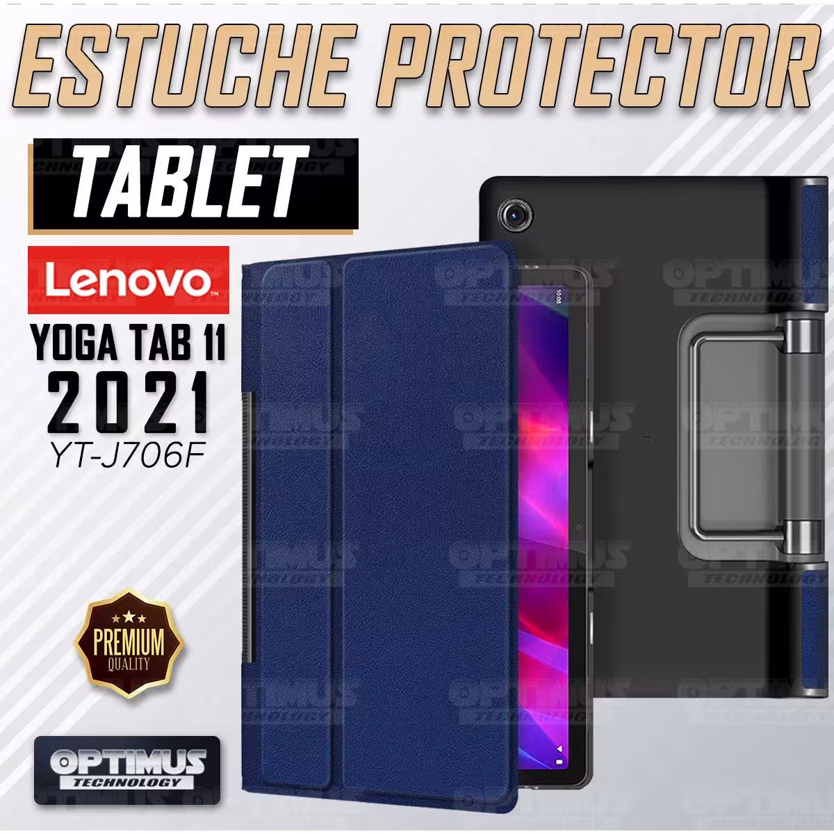 Kit Vidrio templado + Case Protector + Teclado Touchpad Bluetooth Tablet Lenovo Yoga Tab 11 2021 YT-J706F OPTIMUS TECHNOLOGY™ -