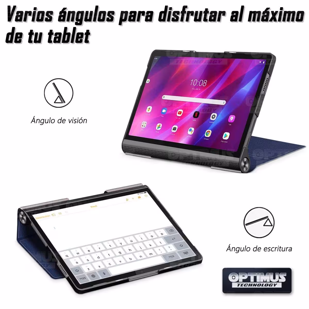 Kit Vidrio templado + Case Protector + Teclado Touchpad Bluetooth Tablet Lenovo Yoga Tab 11 2021 YT-J706F OPTIMUS TECHNOLOGY™ -